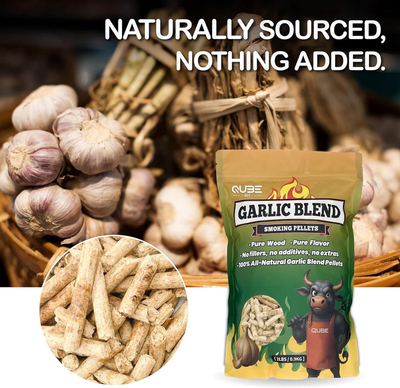 QUBE BBQ Garlic Blend Smoking Pellets | Bold & Savory BBQ Smoke | Use Less, Taste More | All-Natural Smoking Blend for Grills, Smokers, and Tubes | 2lb Bag - Image 2